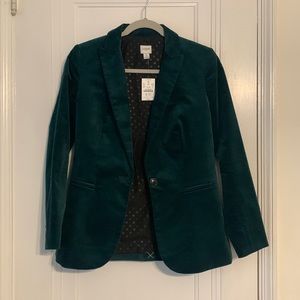 Womens JCREW Green Velvet Blazer 0-NWT!!